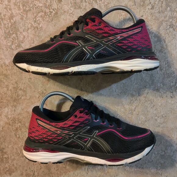 Asics Shoes - Asics Womens Gel Cumulus 19 Running Shoes Black Pink Silver Size 9 Fluid Ride